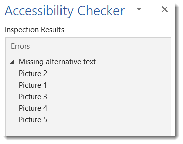 Accessibility checker results window