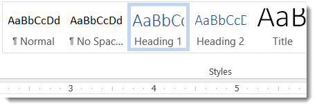 toolbar from Microsoft Word with Heading1 highlighted